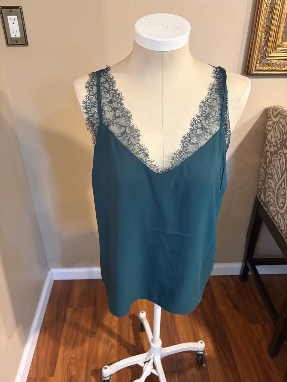 Express Dark green  Lace-Trim Camisole
